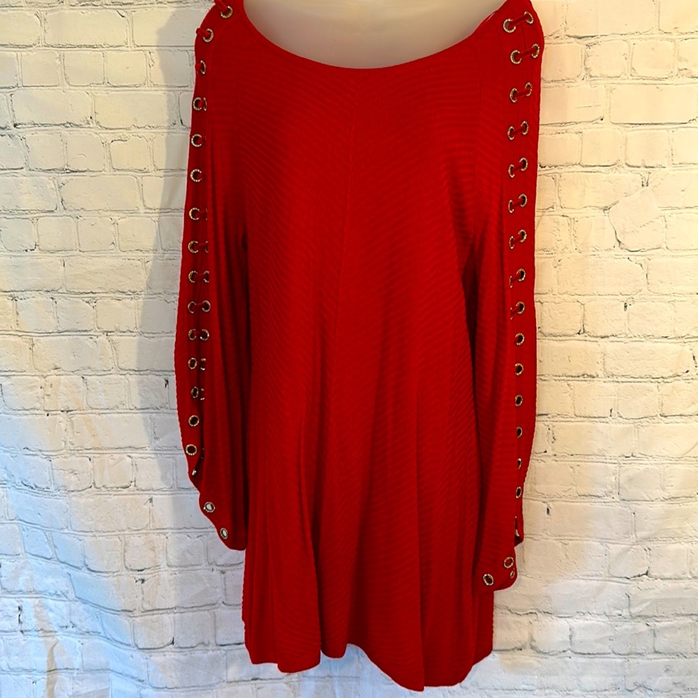 Fontana NWT from Steinmart sweater dress with crystal rivets and laces size L